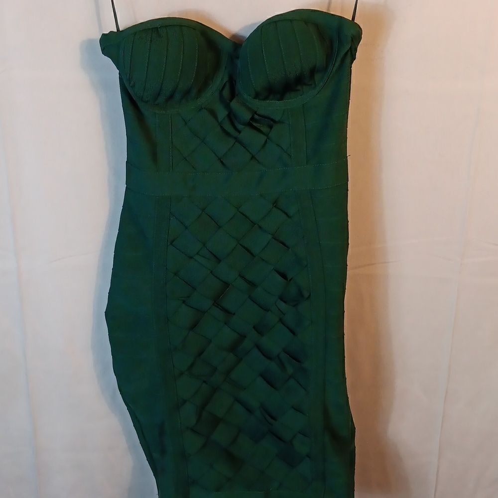 Akira Green Weeve Strapless Bodycon Mini Dress
